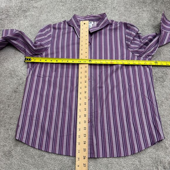 Blair Button Down Shirt Blouse Women Large Purple Striped 3/4 Sleeve Casual NWOT - Picture 7 of 12